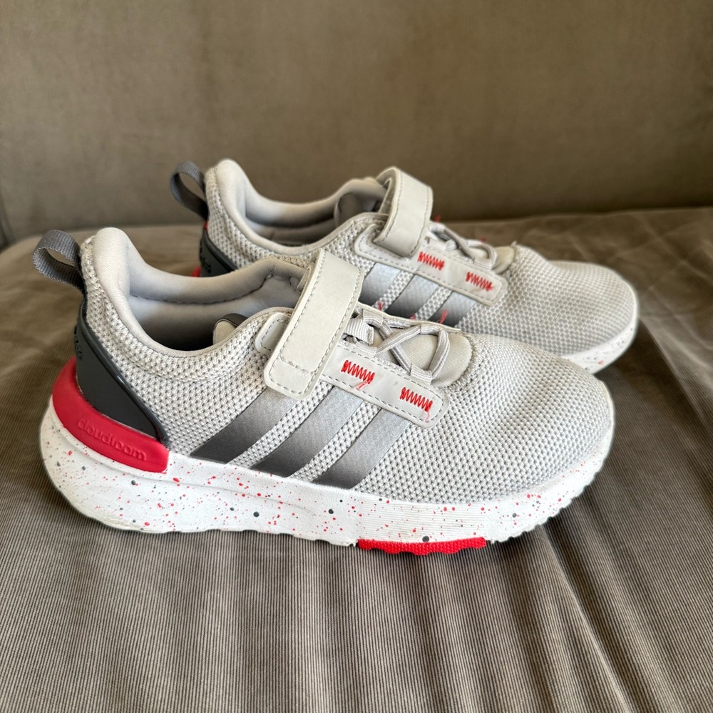 Adidas Kids' Gray and Red Sneakers